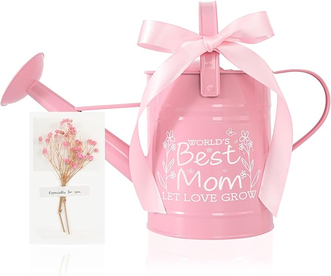 Gifts for Mom,Gardening Gifts for Women, Best Gifts for Mom,Gifts for Mom from Daughter Son,Metal Watering Can for Indoor Plants,1/2 Gallon,Pink