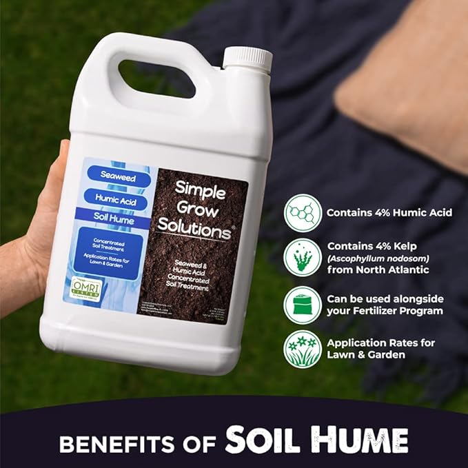 Organic Super Seaweed Humic Acid Blend- Liquid Sea Kelp for Grass and Plants - Soil Hume - Simple Grow Solutions- Natural Lawn & Garden Concentrated Treatment- Use with Fertilizer Program (128 Ounce)