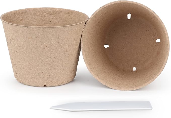 Homenote Peat Pots, 60 Pcs 4 Inch Seed Starting Pots with Drainage Holes Round Nursery Plants Pots with Bonus 20 Plant Labels