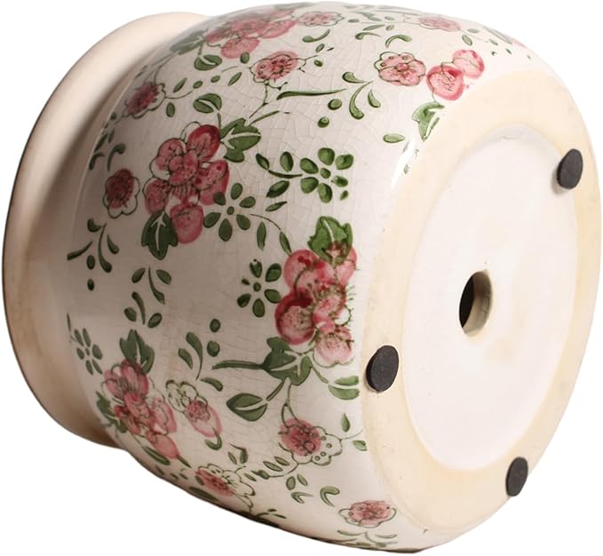 Ceramic Planters for Indoor Plants, Plant Pots with Drainage Hole, 6.29in. Flower Pots for Indoor Plants, Planters & Succulent Pots, Crackle Glaze Finish Plant Pots Indoor, Red Green