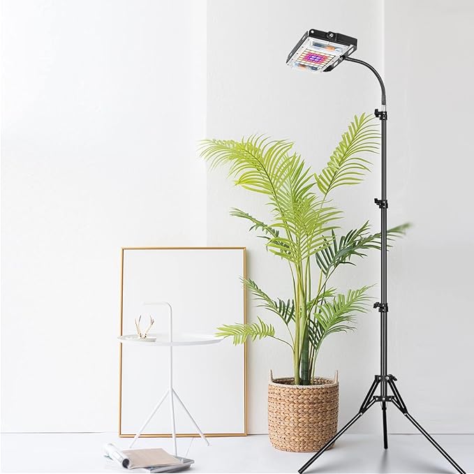 LBW Grow Light with Stand, Full Spectrum LED Plant Light for Indoor Plants, Floor Grow Lamp with 63" Adjustable Tripod, 4H/8H/12H Timer, 6 Dimmable Brightness, Ideal for Tall Plants