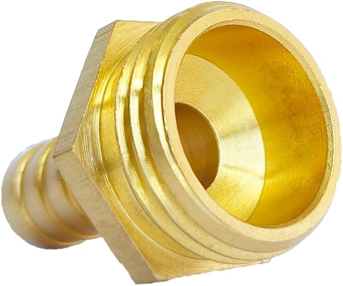 2Pcs 3/8" Barb x 3/4" Male GHT Thread Hex Brass Garden Water Hose Pipe Connector Copper Fitting with Stainless Clamp House/Boat/Lawn/Power Wash/Irrigation