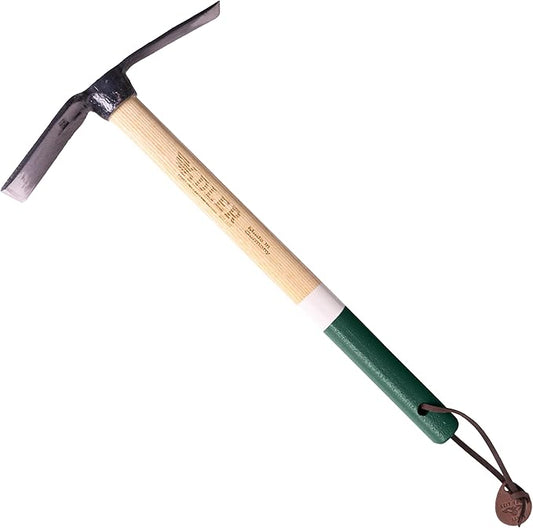 Adler - The Rosie Garden Hoe, Heavy Duty Yard Tool Lawn Care, Loosening Soil, Weeding, and Digging, Steel Head 10.6 inches, Wood Handle 17.7 inches (Green)