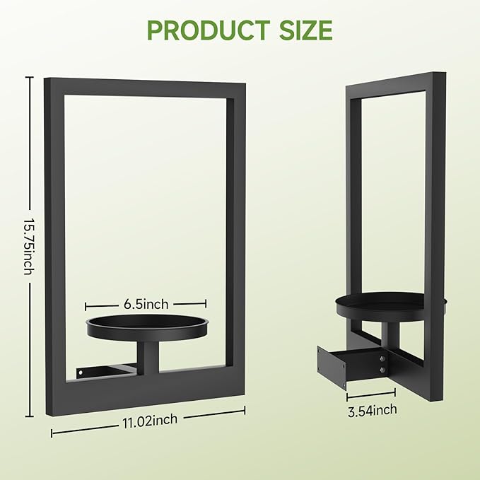 Picture Frame Wall Plant Holder, Metal Window Plant Shelves Plant Holder for Indoor Plants, Hanging Wall Planters Wall-Mounted Plant for Home, Office, and Garden (Black, 3PCS)