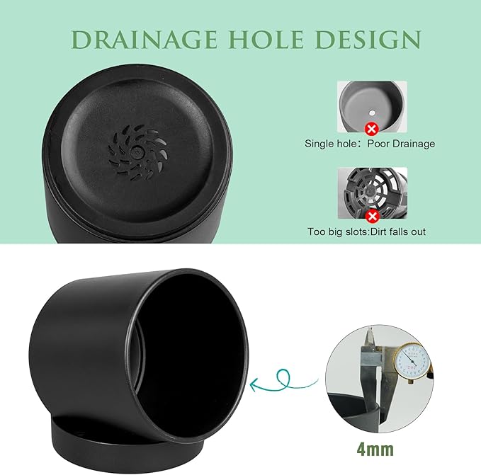 6/5/4 inch Flower Pots, Set of 3 Cylinder Plant Pots for Small Indoor Outdoor Plants, Plastic Planters with Drainage Holes and Saucers for Garden Succulent Nursery House Plants, Black