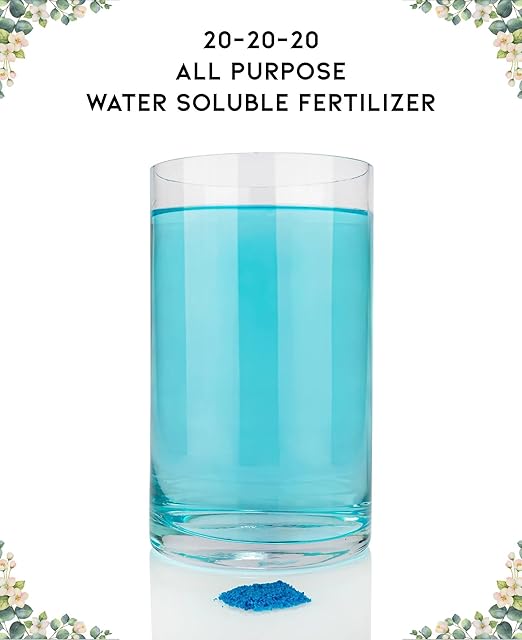 Premium 20-20-20 All Purpose Water Solubable Fertilizer for All Plant by Gardenera - Promotes Biomass Growth and Vibrant Leaf Color - 1 Quart