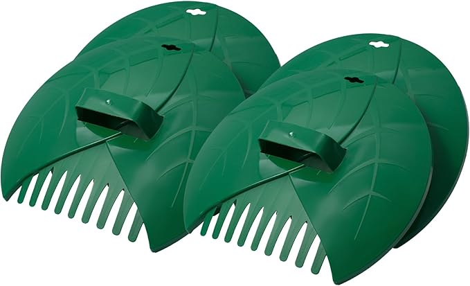 Eastrans 2set Leaf Scoops and Hand Rakes,Leaf Claws for Picking up Leaves,Grass Clippings and Lawn Debris,Dark Green,4pcs