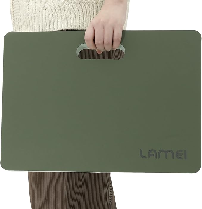 Thick Garden Kneeling Pad, with Waterproof Leather Surface, Non-Slip High Density POE, High Resilience, Lightweight, Double-Sided Use Cushion for Gardening, Yoga, Housework (Light Green)