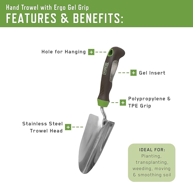 AMES 24452009 2-pc. Ergo Gel Grip Garden Tool Set with Hand Trowel & Soil Scoop