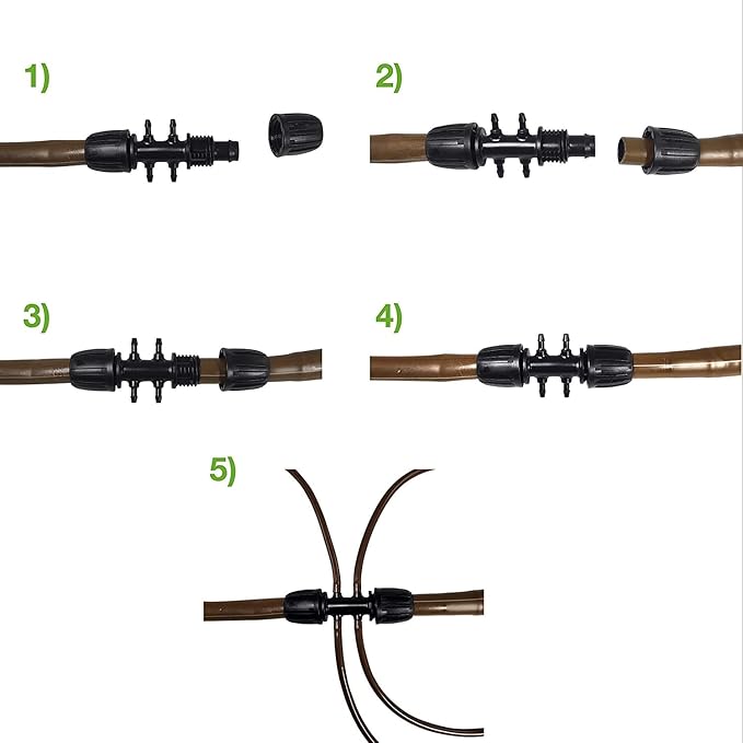 Drip Irrigation Fittings, (.520" ID x .650" OD) 1/2" to 1/4" Irrigation Parts Barbed Reducer Tee,Lock Reduced 6 Way T Connectors - 10 Pack