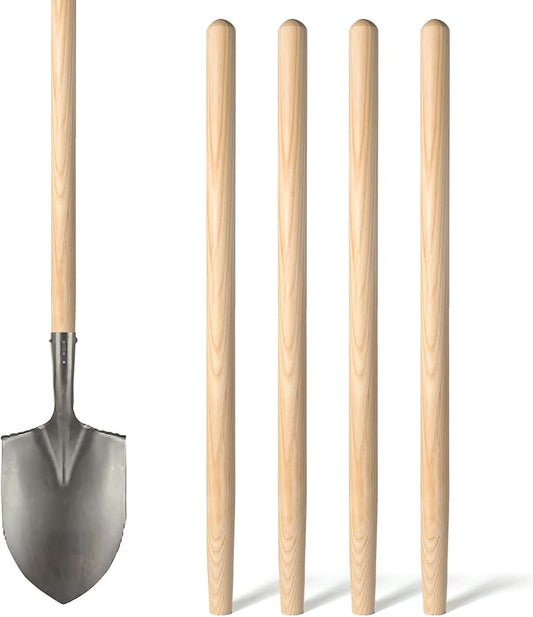 4 Pcs Shovel Handle Replacement 41" Length, 1-1/2" Diameter, Strong Hardwood Solid Ash Wood Straight Handle for Long D Handle Shovels Garden Tool