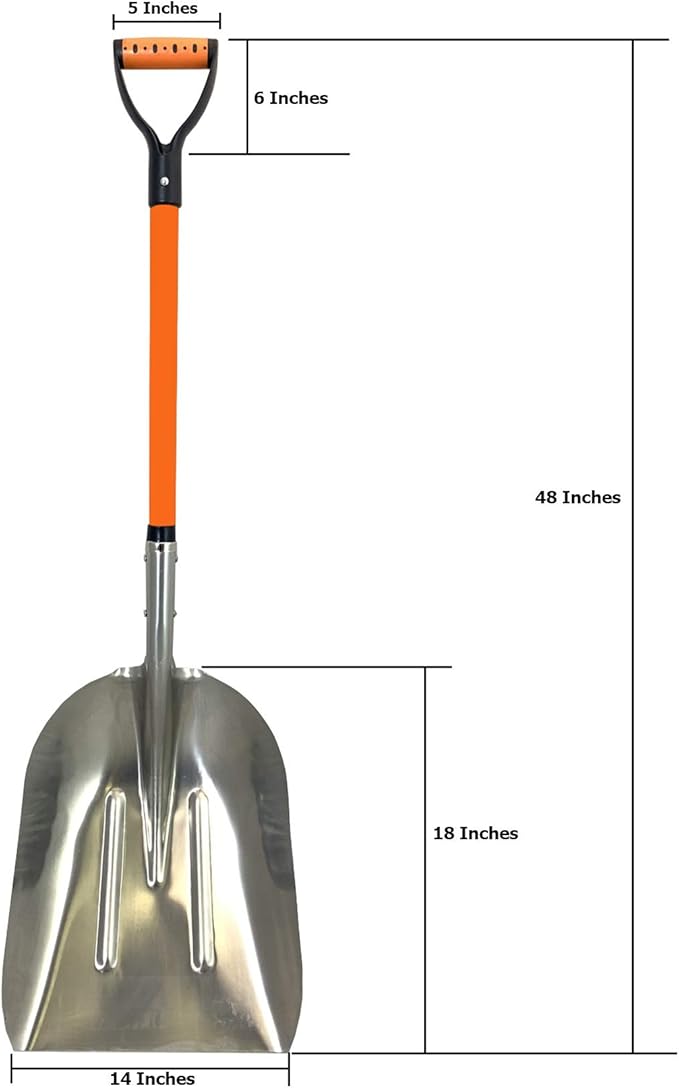Ashman Aluminium 48 inch Snow Shovel with Large Head and Durable Handle. (Scoop Shovel, 2 Pack)