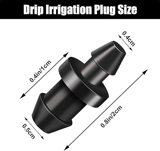 Honoson Drip Irrigation Plugs 1/4 Inch Tube Closure Goof Hole Plugs Irrigation Stopper for Home Garden Lawn Supplies, Black(300 Pieces)