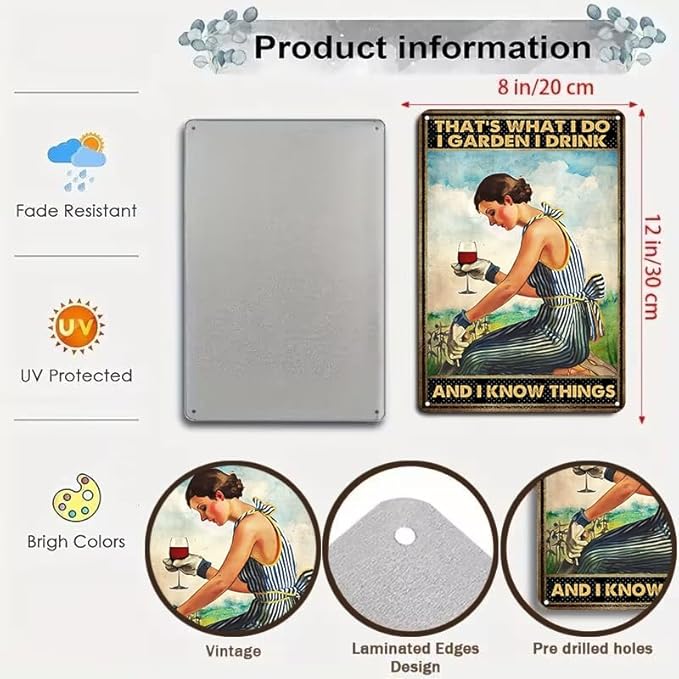 Bestylez Gardening Gifts Vintage Gardening Tin Sign That's What I Do I Garden Sign for Home Garden Greenhouse Living Room Bedroom Outdoor Decor 8X12 Inch (3166)