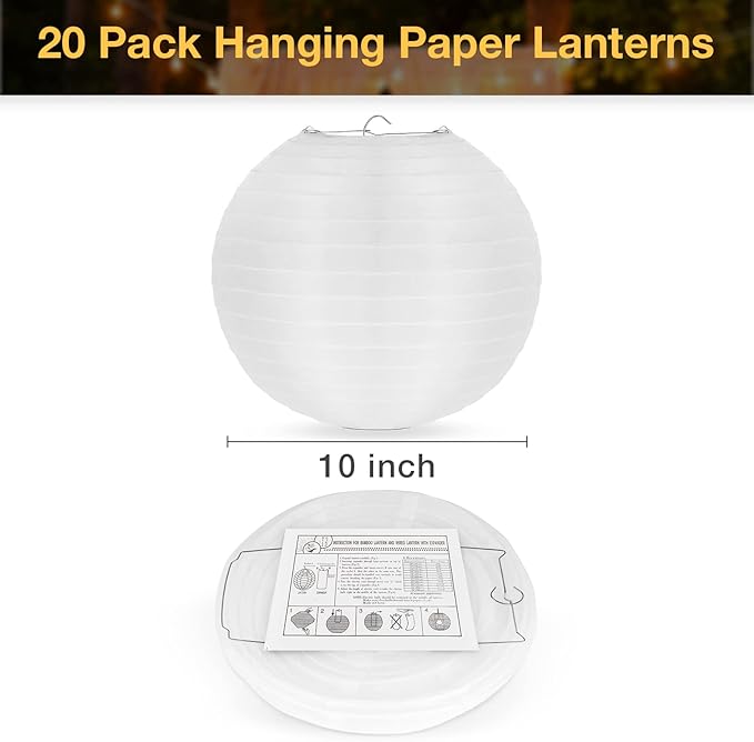 KNONEW 10 Pack Outdoor Silk Lanterns Decorative, 10inch Waterprooof Outside Indoor Chinese Hanging Round Lanterns for Weddings, Birthdays, Parties Decoration (Pink)