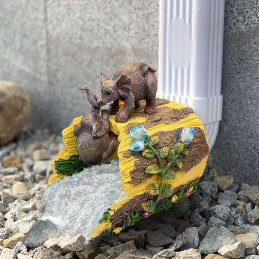Elephant Gutter Downspout Extension Statues Garden Decoration,Rain Downspout Diverter Garden Statue,Decorative Gutter Extension，3"×4" Downspout Splash Block，Animal Resin Statue Outdoor Décor