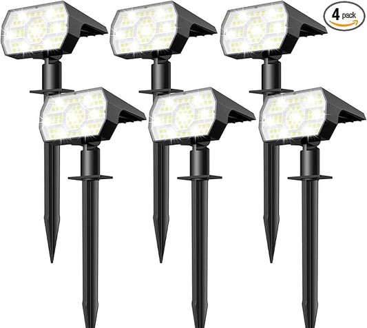 NYMPHY Solar Lights Outdoor Waterproof IP68, 56 LED 3 Lighting Modes Solar Powered Garden Yard Spot Solar Lights for Outside Landscape- 6 Pack (Cool White)