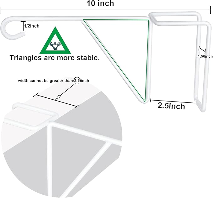 Zacool Vinyl Fence Hooks-4 Pack 5 x 10 Inches Heavy Duty White Patio Hooks Coated Steel Fence Hangers for Hanging Plants Bird Feeders,Lights,Basket,Pool Tools