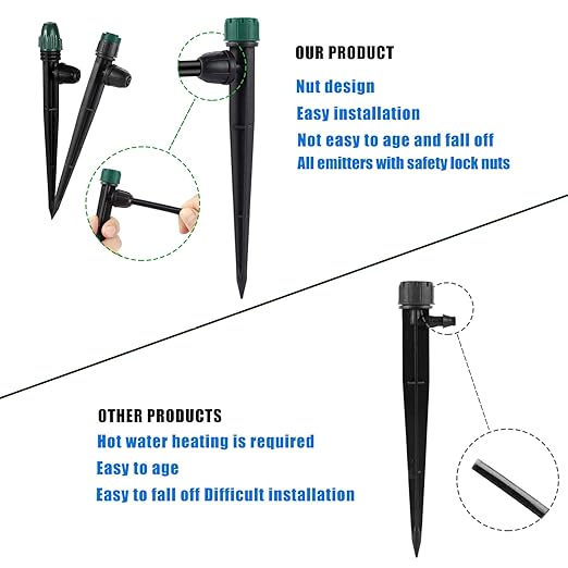 30Pc Anti-Drop Drip Irrigation Kit Lock Barbed Design 10pc Drip Irrigation Emitters 10pc Irrigation Sprayer 10pc Misting Sprinkler for Garden Raised Garden Bed Yard Lawn (30pc-Spray Drip Mist)