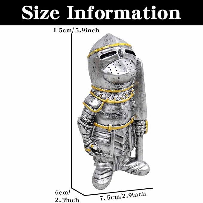 nezababy Knight Gnomes Guard Garden Statue Decoration Medieval Wee Crusader Battle Swordsman Fighting Outdoor Figurines Lawn Decor Resin (B)