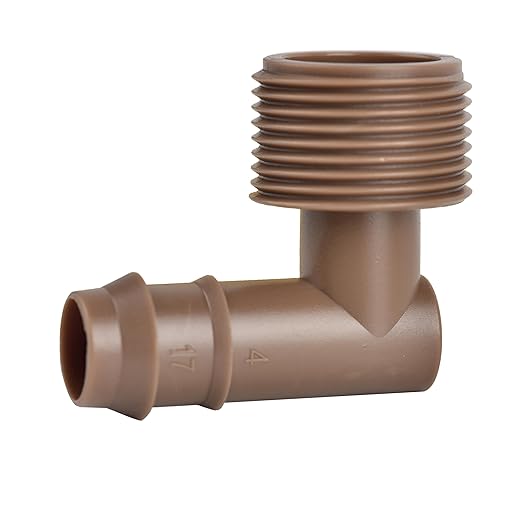 Drip Irrigation Thread Adapter With Barb Elbow, 3/4" NPT Male x Barb Elbow, Barbed Connectors Fit 1/2" Drip Tubing, Irrigation Elbow Fittings -10Pcs/pack