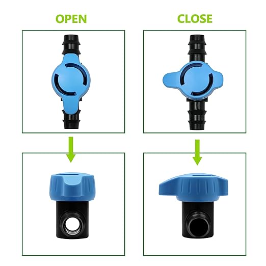 37 Pieces Drip Irrigation Fittings Kit for 1/2 Inch Tubing, Drip Irrigation Parts for Drip Sprinkler System - 12 Couplings, 9 Tees, 6 Elbows, 6 Plugs, 2 Crosses, 2 Valves Drip Line Connectors