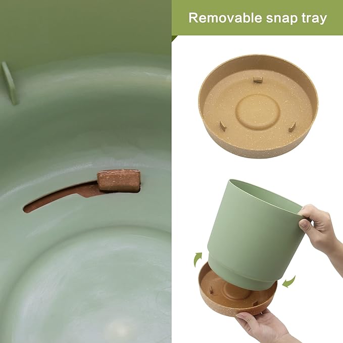 QCQHDU 10 inch Plant Pot, 2 Pack Planters for Indoor Plants with Drainage Holes & Saucer, Outdoor Flower Pots Home Garden Modern Decor