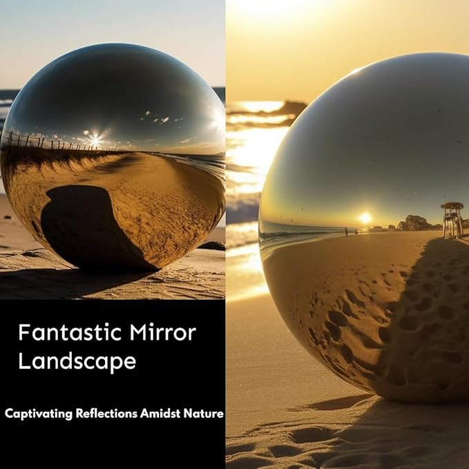 10 Inch Stainless Steel Gazing Globe,v2croft Hollow Ball Mirrored Surface Polished Shiny Sphere,Garden Stainless Steel Gazing Ball for Outdoor Lawn Pond Yard Ornament(Gold)