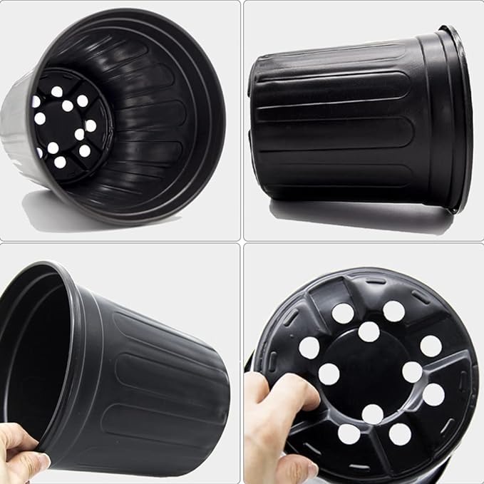 100-Pack 1 Gallon Flexible Flower Plant Nursery Pots, Plastic Plant Pots with Drainage Holes,Garden Flower Pots for Succulents, Seedlings, Cuttings, Transplanting