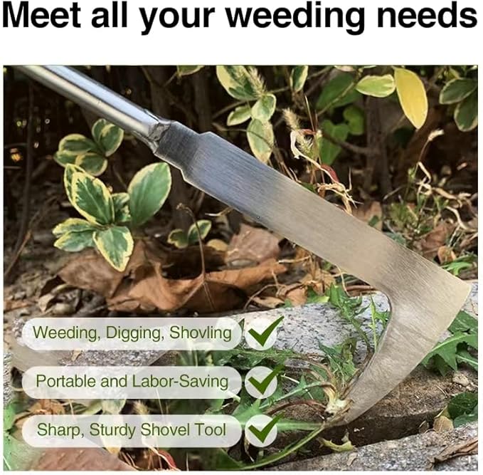 2Pcs Dritnow Weed Puller Tool and Crack Weeder, Paver Crevice Uprooting Weeding Removal Tool, 4 Claw Manual Pulling Weeders with Wood Handle for Garden, Driveway and Sidewalk