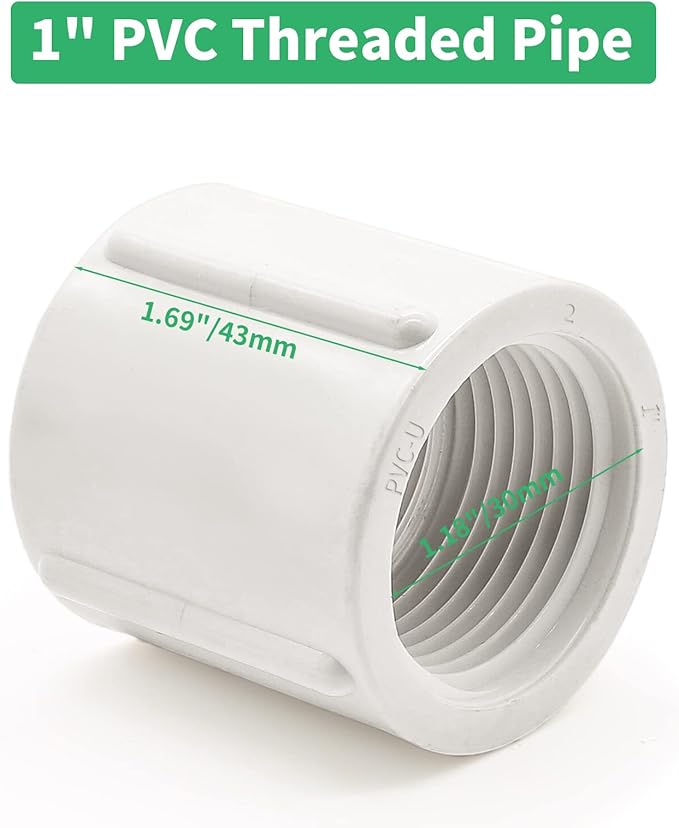 10 PCS PVC Threaded Pipe, 1" Female Pipe Coupling,PVC Pipe Connectors,PVC Pipe Fitting for Sprinkler,Irrigation,Swimming Pools