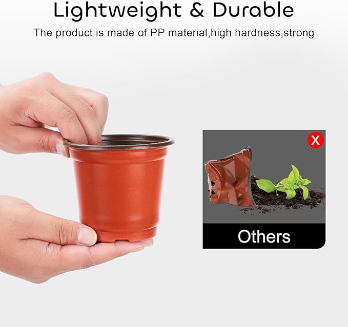 GROWNEER Planting Pots 60 Pcs 4 Inch Plastic Nursery Pot with 15 Pcs Plant Labels, Small Seed Starting Flower Planter Container for Seedling Indoor Outdoor Garden