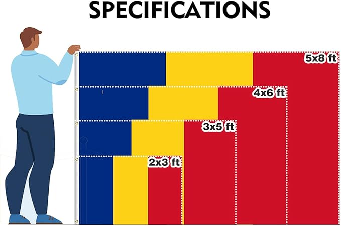 Romania Flag 4x6FT Romanian National Polyester Banner With 2 Grommets Fade Resistant Vivid Color For Patriotic Festival Events Party Decoration (Romania, 4x6FT)