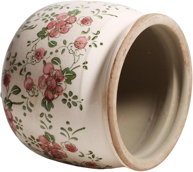 Ceramic Planters for Indoor Plants, Plant Pots with Drainage Hole, 6.29in. Flower Pots for Indoor Plants, Planters & Succulent Pots, Crackle Glaze Finish Plant Pots Indoor, Red Green