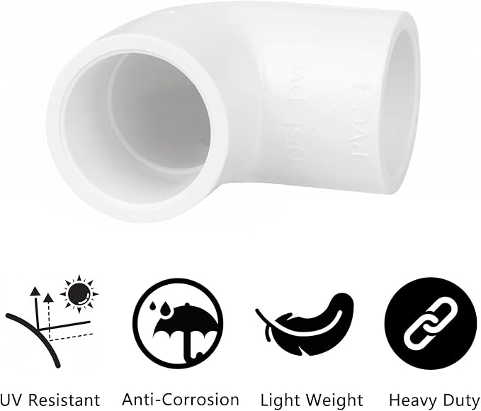 20 Pack 1/2" 90 Degree Elbow Pipe Fittings 2 Way Right Angle PVC Pipe Fitting, Furniture Build Grade SCH40 (Socket x Socket) 1/2" PVC Fitting Connectors for DIY PVC Shelf Garden Support Structure