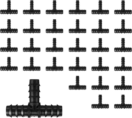 BEADNOVA Drip Irrigation Connectors 30 Pcs 1/2 Inch Barbed Connector Tee Couplings Irrigation Connectors for 1/2 Inch Drip Tubing Water Tubing Gardening Irrigation Supplies (30pcs)