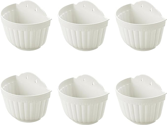 ORIMERC 6 Pack 10 inch Large White Wall Planter Pots Vertical Living Wall Hanging Planters Wall Mounted Planter Holder with Drainage Hole for Indoor Outdoor Plants Wall Decor with Hooks/Screws