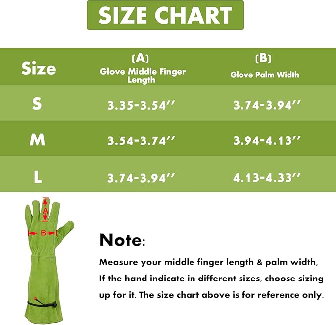 Professional Thorn Proof Gardening Gloves for Women and Men Rose Pruning & Cactus Trimming, Long Sleeve Heavy Duty Ladies Garden Gloves, Cowhide Leather (Small, Green)