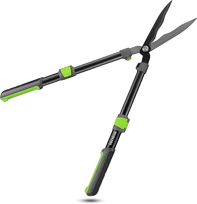WORKPRO Extendable Hedge Shears, 25-33" Manual Hedge Clippers, Professional Bush Cutter, Gardening Pruners Scissors, Hedge Trimmers, Shears Gardening Tools for Pruning Borders & Shrubs