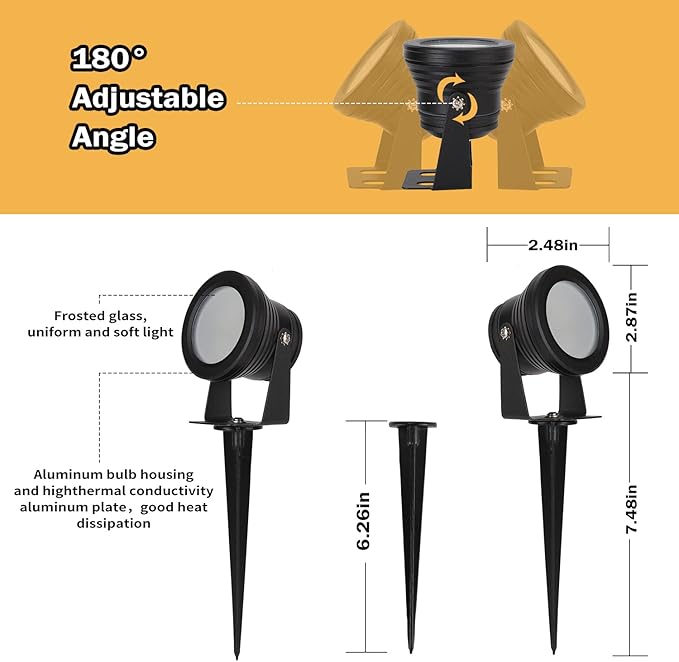 Smart Outdoor Lights,15w Halloween Lights with US Plug,12V APP Control Spotlight with Waterproof,Dimmable Spot Lights with Timer（NO Remote）