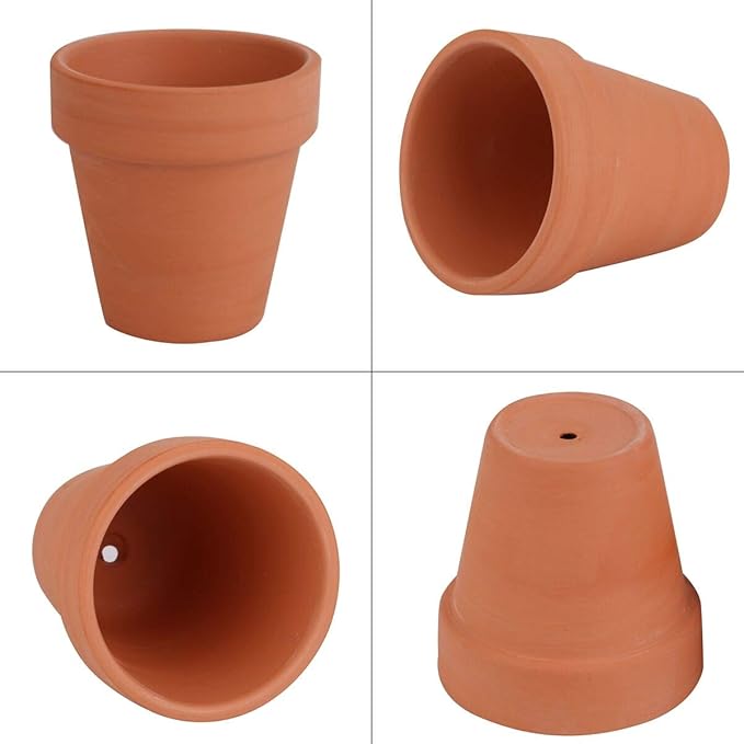 24pcs Small Mini Clay Pots, 2.5'' Terracotta Pot Clay Ceramic Pottery Planter, Cactus Flower Terra Cotta Pots, Succulents Nursery Pots, with Drainage Hole, for Indoor/Outdoor