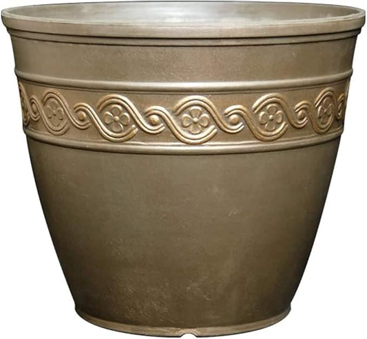Classic Home and Garden Corinthian Resin Flower Pot Planter, Bronze, 10"