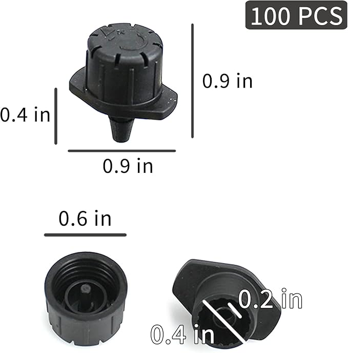 100Pcs Drip Irrigation Emitters,Adjustable Irrigation Drippers Sprinklers,1/4 Inch Emitters Micro Drip for Watering System