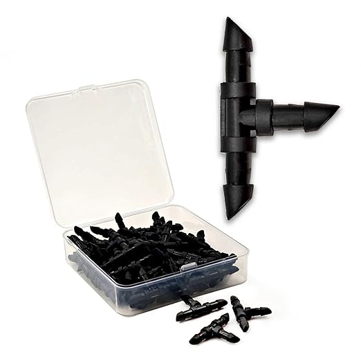 Drip Irrigation Parts, 1/4 Drip Irrigation Fittings Drip Irrigation Kit - 1/4 Irrigation Fittings Drip Irrigation Connectors 1/4 Irrigation Tubing Drip System Parts Drip Irrigation Tee 50Pcs