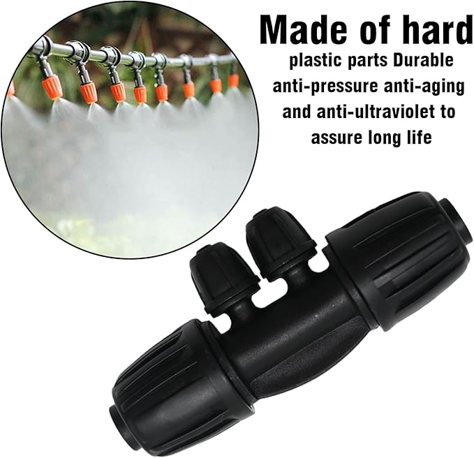 Barbed Tee 4 Way 16 Double Latch Reducing Cross for (1/2 inch ID x 0.60 inch-0.63 inch OD) 16 mm Drip Tubing 1/2 inch to 1/4 inch Pipeline Irrigation Fittings (20PCS-4Way)