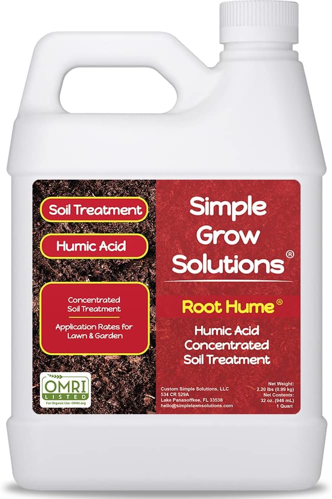 Raw Organic Soil Conditioner- Root Hume- Simple Grow Solutions- Natural Plant & Lawn Treatment- Nutrient Food Enhancer- Concentrated Liquid Humic/ Fulvic- Grass, Tomatoes, Citrus, Flowers, Vegetables