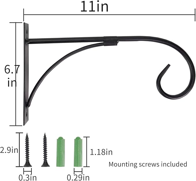 Simply Style Metal Hanging Plant Brackets 10inch, Pack of 2, Wall Mount Plant Hangers, Planter Hooks for Flower Baskets, Bird Feeders in Corridor/Patio/Porch/Garden