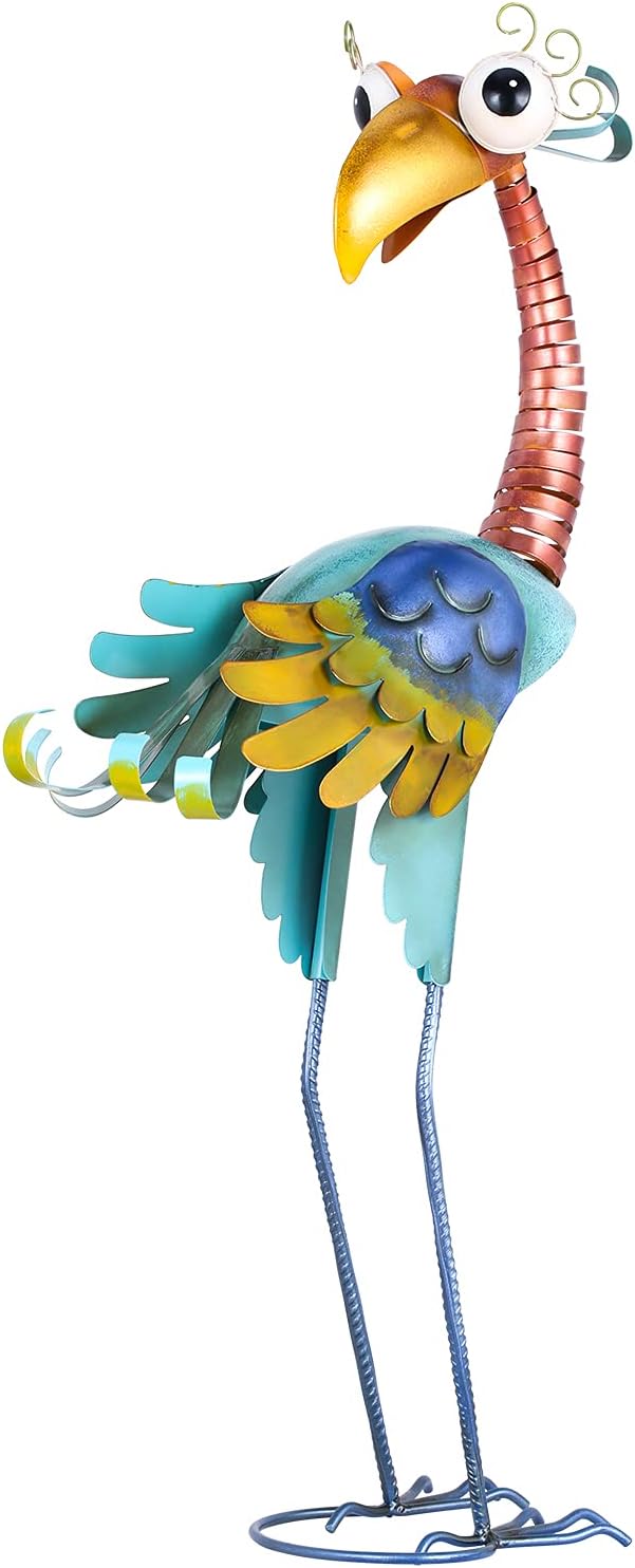 Tooarts Metal Garden Bird Statue Standing Animal Backyard Ornaments Outdoor Sculpture for Lawn Patio Art Decoration