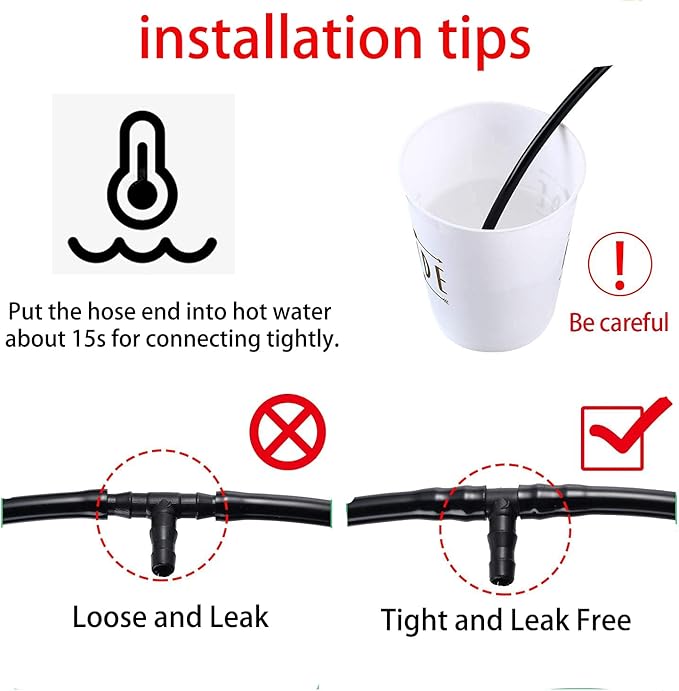 200Pcs Drip Irrigation Connectors, HOINCO Drip Irrigation Barbed Connectors Fit for 1/4-Inch Tubing, Irrigation Straight-Through Joints, Garden Lawn Water Hose Connectors for Drip or Sprinkler Systems