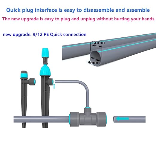 9/12mm Irrigation Main,65 Ft 1/2 Inch PE Dropper,for Garden Irrigation Systems,Yards,Lawns, Watering Equipment (20 m)